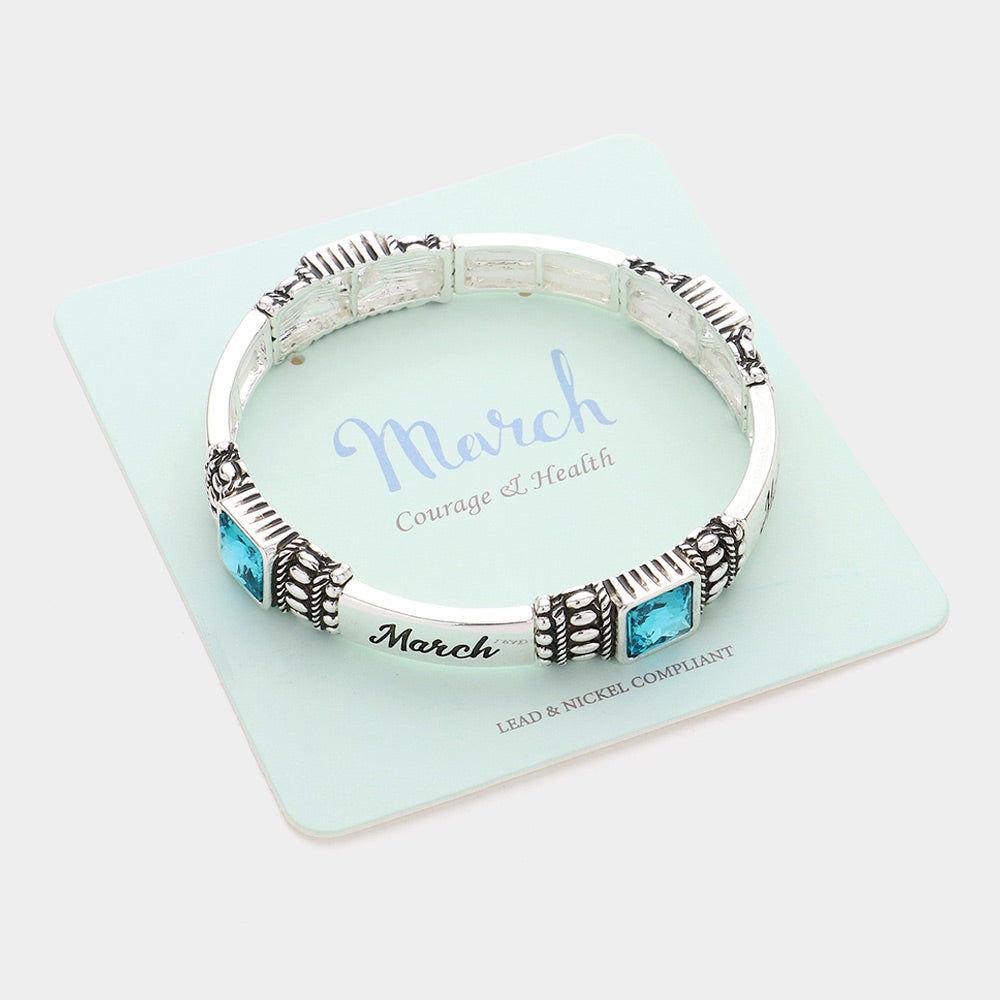 March Birthstone Stretch Bracelet