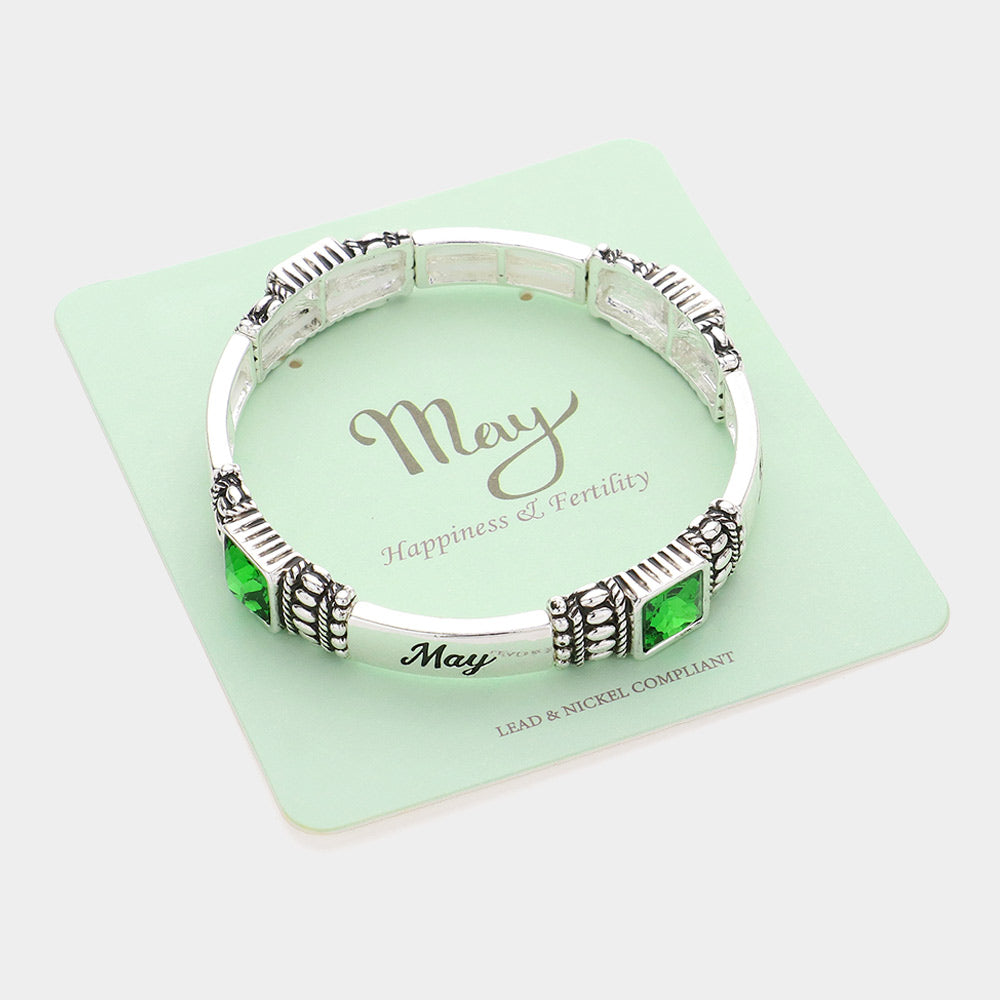 May Birthstone Stretch Bracelet