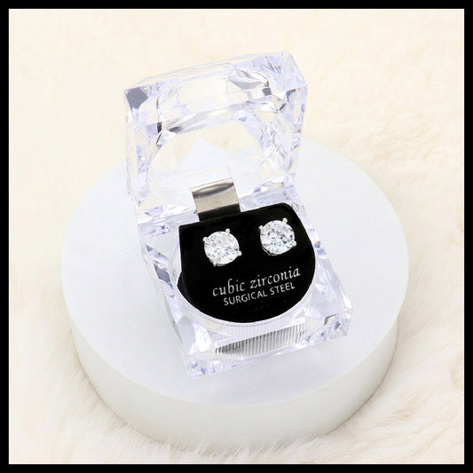 Round Crystal Stud Earrings