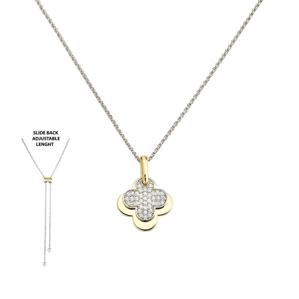 Pave` Crystal Clover Pendant