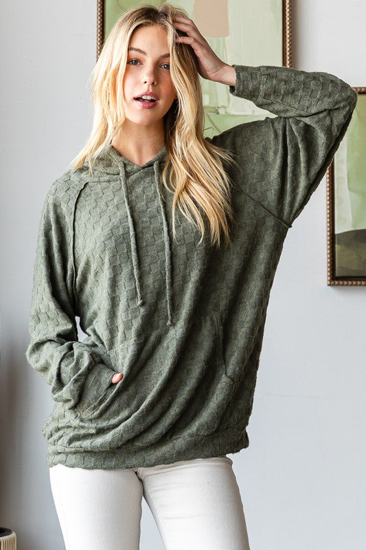 Brushed Jacquard Knit Hoodie