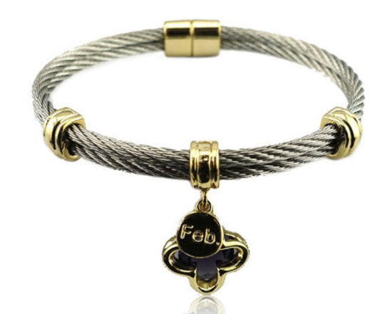 February Birthstone Cable Bracelet