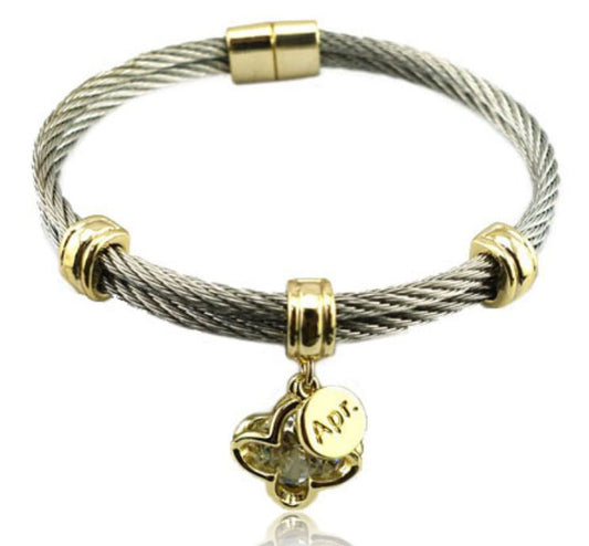 April Birthstone Cable Bracelet