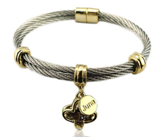 June Birthstone Cable Bracelet