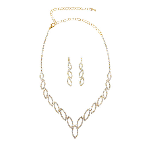 Crystal Open Oval Necklace Set
