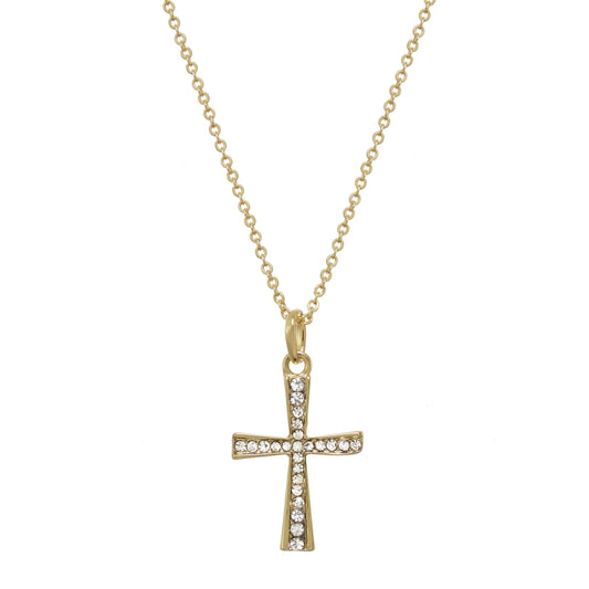 PAVE CRYSTAL CROSS NECKLACE