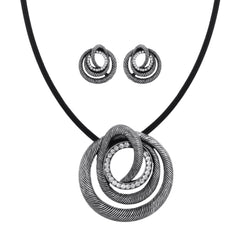 Contemporary Necklace Circles with Crystal Accents
