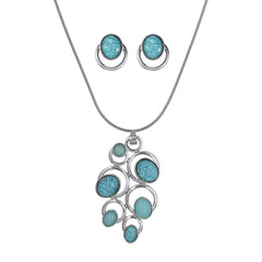 Contemporary Necklace Circles with Turquoise Accents