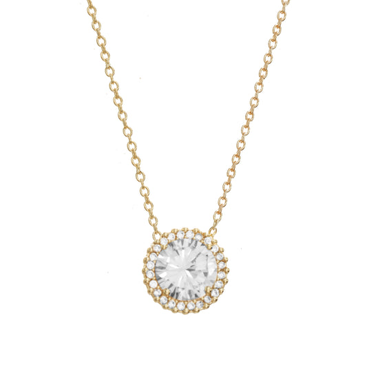 Circle Pendant Pave Charm Necklace