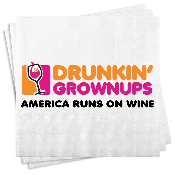 COCKTAIL NAPKINS - Drunkin Grownups - America Runs on Wine