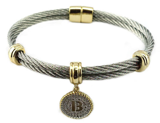 B Initial Cable Bracelet