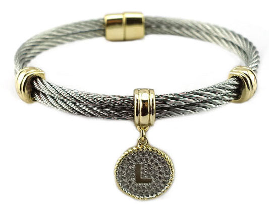 L Initial Cable Bracelet