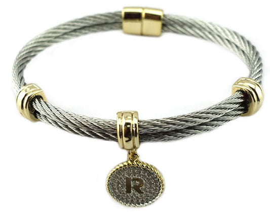 R Initial Cable Bracelet