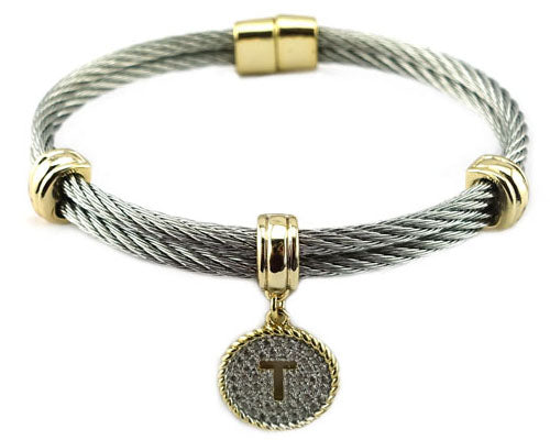 T Initial Cable Bracelet