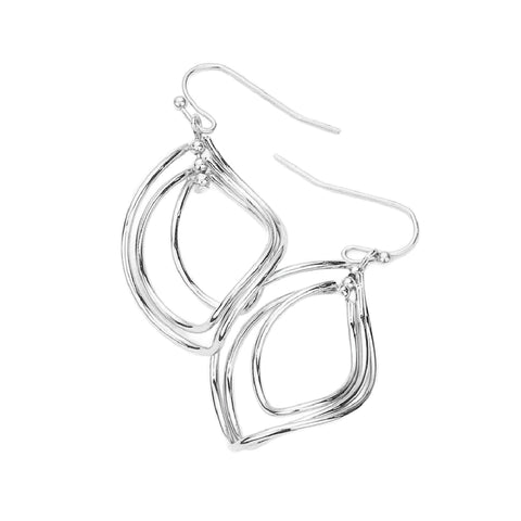 Curved Marquise Hoop Dangle Earrings