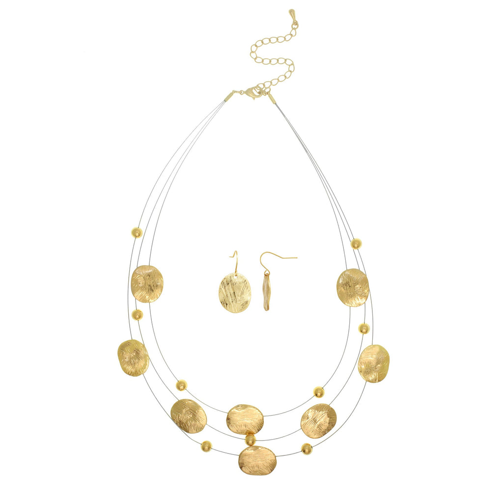 Layered Necklace with Brushed Oval Mofit