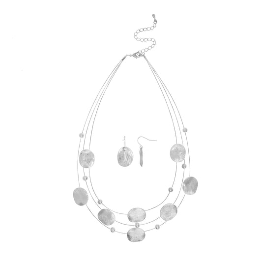 Layered Necklace with Brushed Oval Mofit