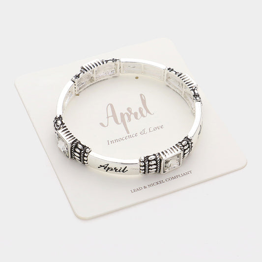 April Birthstone Stretch Bracelet