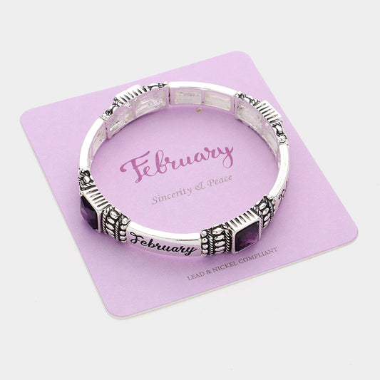 February Birthstone Stretch Bracelet