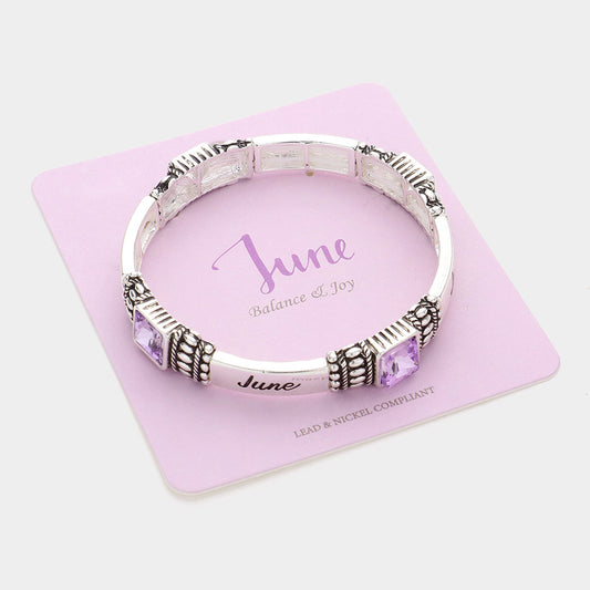 June Birthstone Stretch Bracelet