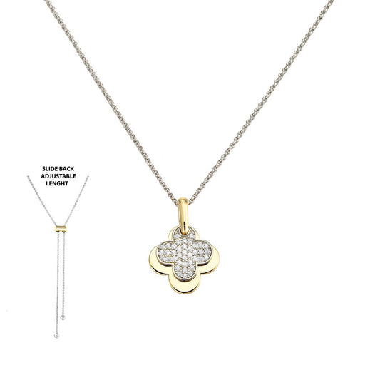 Pave` Crystal Clover Pendant