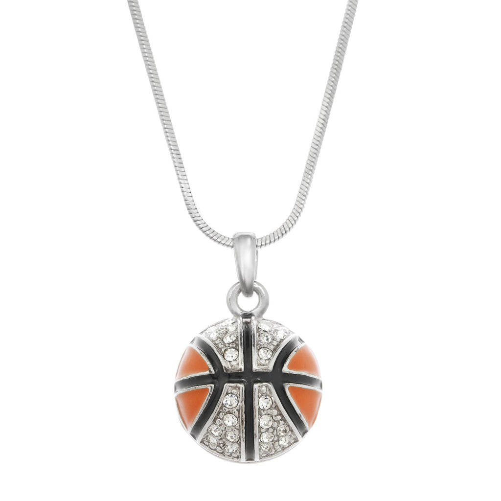 Orange Rhinestone Basketball Necklace